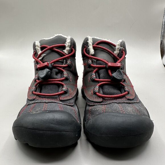 Keen Brady Winter Boots Sherpa Insulated Waterproof WP Toddler Size 10 Gray Red - Picture 3 of 10